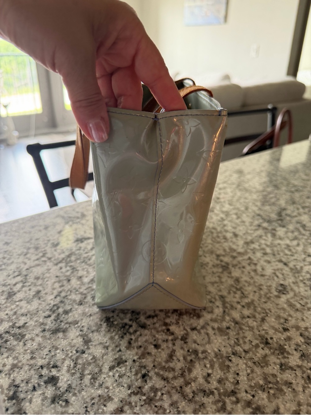 Louie Vuitton purse light metallic blue color - Picture 5 of 15